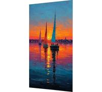 Diamond Painting Coucher de soleil Diamond Painting Adulte, Bateau Peinture Diamant Enfant, 5D Cristal Strass Point de Croix Broderie Diamant Kit Complet, Tableau Decoration Murale 60x120cm e0-6fr