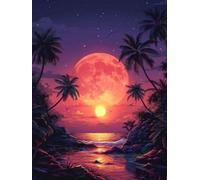 Diamond Painting Coucher de Soleil Diamond Painting Adulte, Broderie Diamant Plage Peinture Diamant 5D DIY Strass Broderie Point de Croix Loisirs Créatifs pour Decoration Murale 90x120 CM -wyl25068N