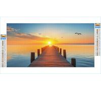 Diamond Painting Coucher de Soleil Diamond Painting Adulte Grand Format 50x100cm Océan Broderie Diamant Accessoires Complet, 5D Peinture Diamant Art Crafts Point de Croix Kit, Decoration Maison G1-520