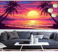 Diamond Painting Coucher De Soleil Diamond Painting Grand Format 80x220cm Peinture Diamant Adulte Plage Broderie Diamant Strass Point de Croix Peinture,Bricolage Mosaique Artisanat kits,Gifts LT-172