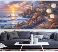 Diamond Painting Coucher De Soleil Diamond Painting Grand Format 90x180cm Peinture Diamant Adulte Phare Broderie Diamant Strass Point de Croix Peinture,Bricolage Mosaique Puzzle Artisanat Kits QL-831