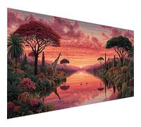 Diamond Painting Coucher De Soleil, DIY Diamond Painting Adulte Animal, 5D Peinture Diamant Activité Manuelle Adulte, Peinture Diamant Enfant Broderie Point de Croix Kits, Deco Murale, 160x70cm 1-5249