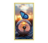 Diamond Painting Coucher de soleil papillons, Diamond Painting Enfant, Broderie Mosaïque Diamant Activite Manuelle Adulte, 5D Bricolage Loisirs Créatifs Adultes Kit, Décor Murale Salon 60x120cm r-721