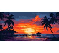 Diamond Painting Coucher De Soleil Paysage Diamond Painting Adulte, Diy Ronds Gem Strass Point De Croix Peinture Sets, Diamant Art Kit Complet Adulte And Enfant, DéCoration Murale 120x60cm T-Z485