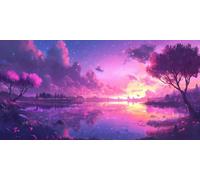 Diamond Painting Coucher De Soleil Paysage Diamond Painting Adulte, Diy Ronds Gem Strass Point De Croix Peinture Sets, Diamant Art Kit Complet Adulte And Enfant, DéCoration Murale 40x20cm T-Z494