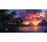Diamond Painting Coucher De Soleil Paysage Diamond Painting Adulte, Diy Ronds Gem Strass Point De Croix Peinture Sets, Diamant Art Kit Complet Adulte And Enfant, DéCoration Murale 60x30cm T-Z499