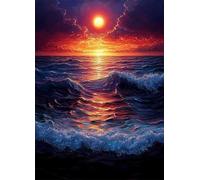 Diamond Painting Coucher de Soleil Peinture Diamant OcéAn Diamond Painting Adulte 5D DIY Broderie Diamant Point de Croix Cristal Strass Loisirs Créatifs Adultes pour Decoration 35x50cm -bby2507UX