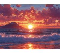 Diamond Painting Coucher De Soleil, Peinture Diamant OcéAn Diamond Painting Adulte Grand Format 130x100CM, 5D DIY Broderie Diamant Point de Croix Loisirs Créatifs pour Decoration Maison -zjn25011BY