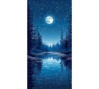 Diamond Painting Coucher Le Soleil, Lacs Diamond Painting Adulte Enfant Débutants, Diamond-painting Peinture Diamant Broderie Diamant Strass Point de Croix pour Décoration Murale Maison 35x70cm R-282