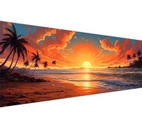 Diamond Painting Coucher Soleil, 5D Bricolage Diamond Painting Kit Complet, Plage Diamant Painting Adulte Kit, 150x50cm Diamond Painting Paysage Artisanat Kit Point de Croix pour Decoration Maison H-4