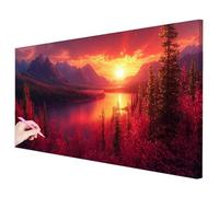 Diamond Painting Coucher Soleil, Diamond Painting Adulte Grand Format 200x100cm, Arbre Broderie Diamant Kit Complet, 5D DIY Peinture Diamant Adulte Point de Croix Kit Tableau Decoration Murale -2849