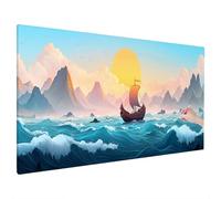 Diamond Painting Coucher Soleil, DIY Diamond Painting Adulte, Peinture Diamant Point de Croix pour Adultes, Océan Broderie Diamant Kit Complet, Loisirs Créatifs Tableau Decoration Murale 130x50cm D-43