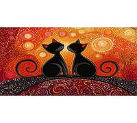 Diamond Painting Couleur Orange, Peinture Diamant Enfant Chat, Dessin Adulte Activité Manuelle, Diamond Painting Accessoires Broderie, Diamant Kit Complet Kit Mosaique, Cadeau Homme 35x70cm X-84