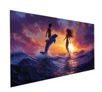 Diamond Painting Couple Diamond Painting Enfant 80x40CM, Peinture Diamant Adulte Dauphin, 5D Activité Manuelle Adulte Strass Kit Broderie Toile Peinture Diamant pour Decoration Murale Cadeau GYL1974