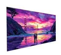 Diamond Painting Couple, Square Full Drill Peinture Numero Adulte Pont du Golden Gate, Kit Broderie Canevas Kit Complet Adulte, Strass Cristal Art Peinture Diamant pour Cadeau 60 x 30cm Model-14562