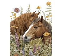 Diamond Painting Couples, 5D Kit Complet Diamond-Painting Cheval, Loisirs Créatifs Adultes, DIY Canevas Enfants Débutant, Point de Croix Cristal Peinture Diamant, Décoration Maison de Noël 20x30cm 692