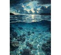 Diamond Painting CréAtures Des Fonds Marins, 5D Diamond Painting Adulte RivièRe, DIY Activité Manuelle Adulte, Broderie Diamant Artisanat Strass Point de Croix Kit, Décoration Maison 50x65cm 5-2936