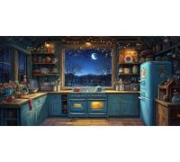 Diamond Painting, Cuisine Diamond Painting Enfant, Peinture Diamant Paysage Diamant Kit Bricolage Adulte Complet Cristal Débutant Art Set pour Decoration Maison Murale, Cadeau Femme 70x140cm, Model122