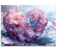 Diamond Painting Cœur Diamond Painting Adulte,Papillon Peinture Diamant Enfant,DIY Kit Broderie Diamant Cristal Strass Embroidery Point de Croix Paintings pour Tableau Decoration Murale 25x35CM Y9-747