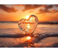 Diamond Painting Cœur Diamond Painting Kit Adulte Débutant Coucher De Soleil Kits de Peinture Diamant Cristal Painting Art Kits pour Adultes Enfants Débutants, Décoration Maison 130x100cm, Model 131