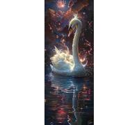 Diamond Painting Cygne, Full Drill Peinture Numero Adulte Animal, Kit Broderie Canevas Kit Complet Adulte, Strass Cristal Art Peinture Diamant pour Decoration Maison Cadeau Femme 100x250 cm Model17015