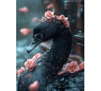 Diamond Painting Cygne Noir Diamond Painting Adulte Fleur, Peinture Diamant, 5D Broderie Diamant Activité Manuelle Adulte DIY Carré Strass Artisanat Kits pour Murale Décoration 80x120cm 1-8994