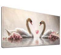 Diamond Painting Cygne, Peinture Diamant Adulte Saint Valentin, 60x140 cm Grand Diamond Painting Kit Complet, Diamant Strass Point de Croix Cristal Paintings, Kit Broderie pour Decoration Maison, H-51