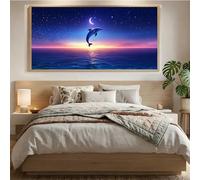 Diamond Painting Dauphin, Canevas Kit Complet Adulte Kit, DIY Diamond Painting Coucher De Soleil Broderie Diamant,5D Diamant Point de Croix Débutants Artisanat Kit,Décoration Murale,50x100cm Mq-280