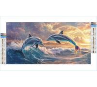 Diamond Painting Dauphin Diamond Painting Adulte Grand Format 90x180cm Océan Broderie Diamant Accessoires Complet, 5D Peinture Diamant Art Crafts Point de Croix Peinture Kit, Decoration Maison G1-247
