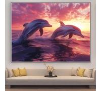 Diamond Painting Dauphin Diamond Painting Adulte XXL 200x150cm Perle Diamant a Coller Animal DIY 5D Strass Gemmes Puzzle Point de Croix Canevas Cristal Peinture, Maison Salon Décoration Cadeau zhad547