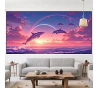 Diamond Painting Dauphin Diamond Painting Enfant Paysage Activité Manuelle Adulte Débutant Peinture Diamant,2025 Nouveau DIY 5D Mosaique Broderie Diamant Point de Croix Cadeau 70x140cm QO-578