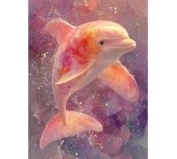Diamond Painting Dauphin, DIY Diamond Painting Enfant Onirique, DIY Broderie Diamant Adulte Kits, Loisirs Créatifs Adultes, 5D Diamant Point de Croix, Tableau Decoration Murale, Cadeau, 40x50cm 8-3307