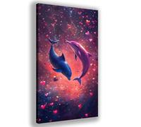 Diamond Painting Dauphin Motif 20x40cm Grand Format,Amour Diamond Painting Adulte Activité Manuelle,Broderie Diamant Ronde Cristal Art Strass Point de Croix Peinture pour Decoration Chambre,Y353Z