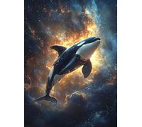 Diamond Painting Dauphin Peinture Diamant pour Adulte, 5D Diamond Painting Animal Canevas Broderie Diamant Kit Complet, Point de Croix Cristal Paintings, pour Décoration Murale Maison 20x30cm c-1882