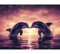 Diamond Painting Dauphin Peinture Diamant pour Adulte, 5D Diamond Painting Animal Canevas Broderie Diamant Kit Complet, Point de Croix Cristal Paintings, pour Décoration Murale Maison 80x120cm c-1912