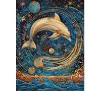 Diamond Painting dauphin Planète, Diamond Painting Adulte Enfant, DIY Peinture Diamant 100x135 cm, 5d Complet Diamant Kit,Strass Point de Croix Cristal Art pour Murale Décoration Femmes Cadeaux 0b-269