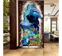 Diamond Painting Dauphin Sous-Marin,Peinture Diamant 5D Kit Broderie Diamant Grand Format,Painting Diamant Point de Croix Kit Complet,Loisirs Créatifs Adultes Tableau,Décoration Murale 70x140cm M55