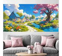 Diamond Painting Dessin Animé Diamond Painting Adulte Grand Format 100x300cm,2026 Nouveau Peinture Diamant Fleurs De Cerisier Full Drill Rhinestone Canvas Broderie Cross Stitch Crystal Art Kit O-221G