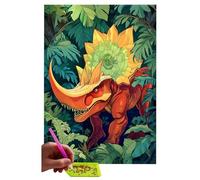Diamond Painting Dinosaures Diamond Painting Adulte, DIY 5D kit Diamant Painting, Peinture Diamant Enfant, perle Diamant Broderie Painting Diamant Art Set pour Décor Murale Maison 20x30 cm V-323