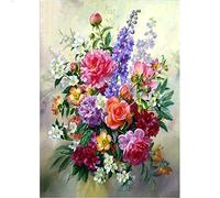 Diamond Painting DIY 5D Peinture Diamant Kit Complet, Vase Fleurs, Broderie Diamant Painting pour Adultes Enfants, Cristal Strass Point De Croix Art Décor Murale À La Maison Cadeau Round Drill,60x80cm