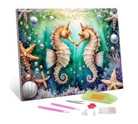 Diamond Painting, DIY Diamond Painting Hippocampe, 5D kit Diamant Painting Adulte 30x40cm Peinture Diamant Enfant, Diamant Broderie Complet Accessoires Painting Diamant Art pour Décor Murale F-95