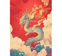 Diamond Painting Dragon 30x50cm Diamond Painting Enfant Fantaisie, 2025 DIY Peinture Diamant Adulte Art Kit, Diamant Strass Point de Croix Cristal Tableau en Perles à Coller pour Décoration Q-250T