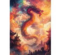 Diamond Painting Dragon 40x60cm Diamond Painting Enfant Fantaisie, 2025 DIY Peinture Diamant Adulte Art Kit, Diamant Strass Point de Croix Cristal Tableau en Perles à Coller pour Décoration Q-296T