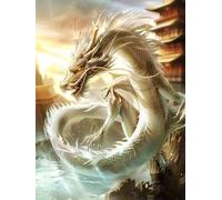 Diamond Painting Dragon Diamond Painting Adulte Animal, Peinture Diamant, Tableau Diamant Adulte Enfant Bricolage 5D Carré Strass Broderie Artisanat Kits Murale Décoration Cadeau 30x40cm 1-AS89
