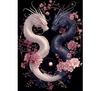 Diamond Painting Dragon Peinture Diamant Fleurs de Cerisier Diamond Painting Adulte 5D DIY Broderie Diamant Point de Croix Cristal Strass Loisirs Créatifs Adultes pour Decoration 35x50cm -bby2507FW
