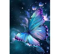 Diamond Painting Éblouissant DIY Peinture Diamant Adulte,5D Diamond Art Kit Enfants Complet Strass Cristal Point Croix Broderie Peinture pour Cadeau Femme, Murale Décoration 40x50cm Papillon Z1-523