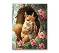 Diamond Painting Écureuil, 5D Diamond Painting Adulte Tier, Activité Manuelle Adulte, DIY Peinture Diamant Cristal Strass Point de Croix Kit pour Decoration Murale, Accessoires Inclus 20x30cm 0h-131