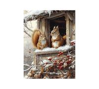 Diamond Painting Écureuil Diamant Peinture Numero Adulte, Strass Kit Broderie Point de Croix Hiver, Activité Manuelle Adulte Toile Peinture 100 x 135 cm pour Decoration Murale Cadeau Femme 258-1852