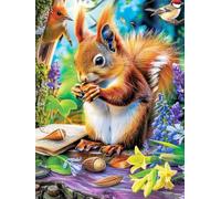 Diamond Painting Écureuil DIY Peinture Diamant Adulte,5D Diamond Art Kit Enfants Complet Strass Cristal Point Croix Broderie Peinture pour Cadeau Femme Enfant, Murale Décoration 50x70cm Paysage Z1-525