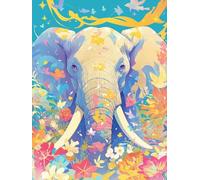 Diamond Painting Éléphant 50x70cm Diamond Painting Enfant Couleur, 2025 DIY Peinture Diamant Adulte Art Kit, Diamant Strass Point de Croix Cristal Tableau en Perles à Coller pour Décoration Q-54T